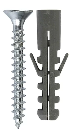 Дюбель ЗУБР полипропиленовый распорный 8,0x40мм с оцинкованным шурупом PZ, 4,5х40мм, ТФ7, 25шт 4-301037-08-040 купить в Нижневартовске