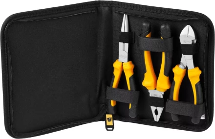 Набор JCB: Губцевый инструмент, хромированное покрытие, двухкомпонентные рукоятки, CrV cталь, 3 предм, чехол JPL016 купить в Нижневартовске