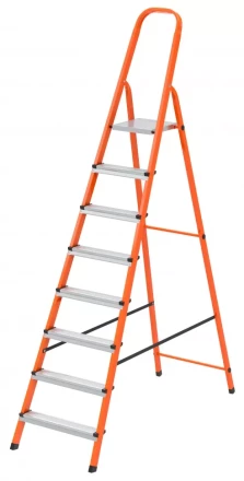 Стремянка, 8 ступеней, стальной профиль, ступени сталь, оранжевая, Россия, Сибртех 97968 купить в Нижневартовске