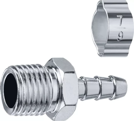 ЗУБР штуцер елочка, 6 мм - 1/4M, переходник с обжимным хомутом, Профессионал (64924-1/4-06) купить в Нижневартовске