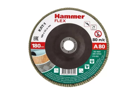 Круг Лепестковый Торцевой (КЛТ) HAMMER КЛТ 1 Ф180х22 Р80 213-032 купить в Нижневартовске