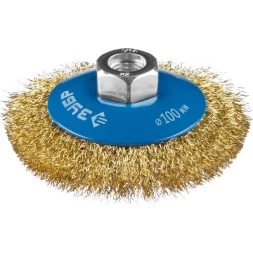 ЗУБР &quot;ПРОФЕССИОНАЛ&quot;. Щетка коническая для УШМ, витая латунированная стальная проволока 0,3мм, 100ммхМ14 35267-100_z02