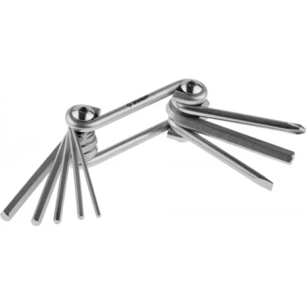 Набор ЗУБР Ключи "МАСТЕР" имбусовые складные, Cr-V сталь, сатинированное покрытие, HEX 2-6 мм, SL 5 мм, PH № 2, 8-в-1 27420-H8 купить в Нижневартовске