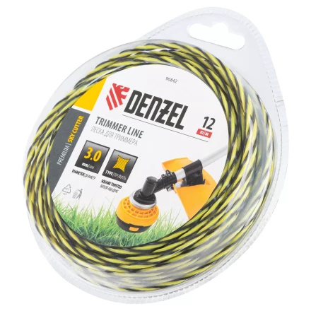 Леска для триммера двухкомпонентная витая квадратная, 3,0мм х 12м, блистер SkyCutter Denzel 96842 купить в Нижневартовске