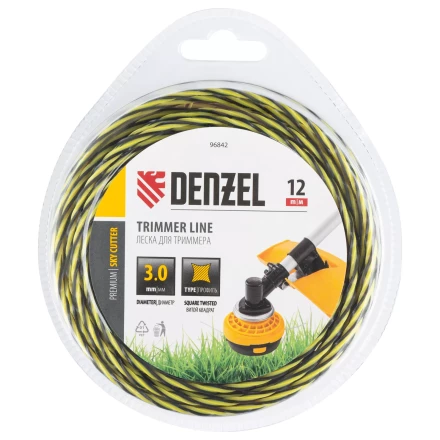 Леска для триммера двухкомпонентная витая квадратная, 3,0мм х 12м, блистер SkyCutter Denzel 96842 купить в Нижневартовске