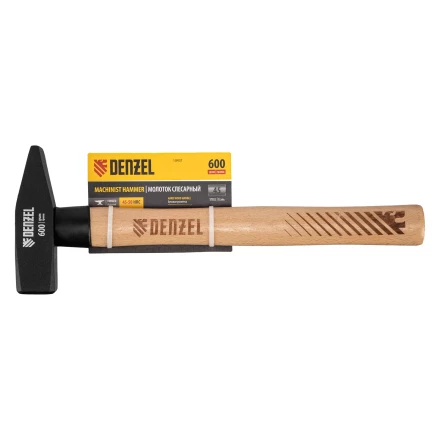 Молоток слесарный, 600 г Denzel, кованый квадратный боек, буковая рукоятка, 10431 купить в Нижневартовске