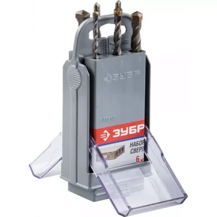 Набор ударных сверл ЗУБР "МАСТЕР" по бетону, 4, 5, 6х2шт, 8, 10мм, 6шт в супер боксе 2922-H6-SB купить в Нижневартовске