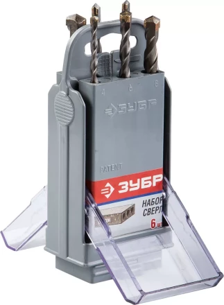 Набор ударных сверл ЗУБР "МАСТЕР" по бетону, 4, 5, 6х2шт, 8, 10мм, 6шт в супер боксе 2922-H6-SB купить в Нижневартовске