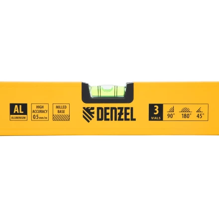 Уровень алюминиевый Denzel, магнит, фрезерованный, 3 глазка (1 зеркал.), 0,5 мм/м, 1000 мм, 33693 купить в Нижневартовске