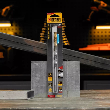 Сверло спиральное по металлу Denzel, 11 х 195 мм, Р6М5, Golden Tip, удлиненное 718264 купить в Нижневартовске