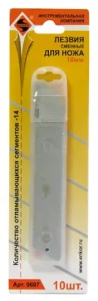 Лезвия сменные для ножей 18 мм 10 штук Энкор 9697 купить в Нижневартовске