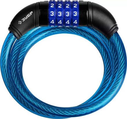 Замок ЗУБР "ПРОФЕССИОНАЛ", тросовый, кодовый, с изменяемым кодом, длина троса - 950мм, d 10мм 37262-95_z01 купить в Нижневартовске