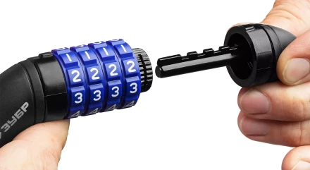 Замок ЗУБР "ПРОФЕССИОНАЛ", тросовый, кодовый, с изменяемым кодом, длина троса - 950мм, d 10мм 37262-95_z01 купить в Нижневартовске