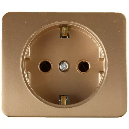 Розетка СВЕТОЗАР "ГАММА" с заземлением, одинарная, без вставки и рамки, цвет золотой металлик, 16А/~250В SV-54105-GM купить в Нижневартовске