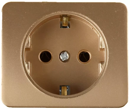 Розетка СВЕТОЗАР "ГАММА" с заземлением, одинарная, без вставки и рамки, цвет золотой металлик, 16А/~250В SV-54105-GM купить в Нижневартовске