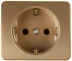 Розетка СВЕТОЗАР "ГАММА" с заземлением, одинарная, без вставки и рамки, цвет золотой металлик, 16А/~250В SV-54105-GM купить в Нижневартовске