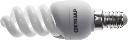 Энергосберегающая лампа СВЕТОЗАР "КОМПАКТ" спираль,цоколь E14(миньон),Т2,яркий белый свет(4000 К), 10000 час, 9Вт(45) 44353-09_z01 купить в Нижневартовске