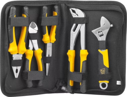 Набор JCB: Губцевый инструмент, хромированное покрытие, двухкомпонентные рукоятки, CrV cталь, 5 предм, чехол JPL017 купить в Нижневартовске