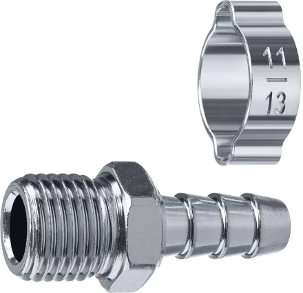 ЗУБР штуцер елочка, 8 мм - 1/4M, переходник с обжимным хомутом, Профессионал (64924-1/4-08) купить в Нижневартовске