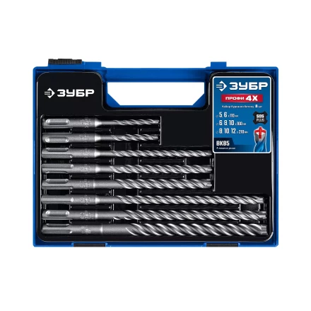 ЗУБР ПРОФИ-4Х 8 шт: 5/6х110, 6/8/10х160, 8/10/12х210 мм, набор SDS-plus буров (29313-H8-1) купить в Нижневартовске