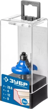 ЗУБР 28.6 x 12 мм, радиус 4 мм, фреза кромочная калевочная №2, Профессионал (28704-28.6) купить в Нижневартовске