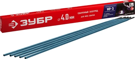ЗУБР Д 4.0 х 450 мм, 1 кг в коробке, МР-3 рутиловый, электрод сварочный (40011-4.0) купить в Нижневартовске