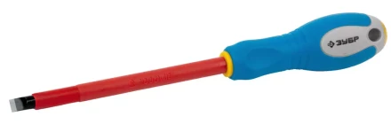 ЗУБР "ПРОФИ ЭЛЕКТРИК". Отвертка Cr-V, трехкомпонент рукоятка, высоковольтная до ~1000В, SL, 8,0x175 мм 25261-8.0-175 купить в Нижневартовске