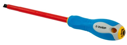 ЗУБР "ПРОФИ ЭЛЕКТРИК". Отвертка Cr-V, трехкомпонент рукоятка, высоковольтная до ~1000В, SL, 8,0x175 мм 25261-8.0-175 купить в Нижневартовске