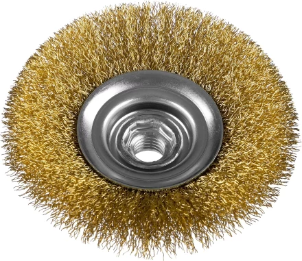 ЗУБР "ПРОФЕССИОНАЛ". Щетка коническая для УШМ, витая латунированная стальная проволока 0,3мм, 115ммхМ14 35267-115_z02 купить в Нижневартовске