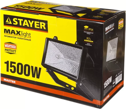 Прожектор STAYER "MASTER" MAXLight галогенный, с дугой крепления под установку, черный, 1500Вт 57107-B купить в Нижневартовске