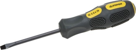 Отвертка STAYER &quot;PROFESSIONAL&quot; &quot;MAX-GRIP&quot; ударная, двухкомпонентная рукоятка, магнит наконечник, Cr-V, SL 5,5x75мм 25823-05-075 G купить в Нижневартовске