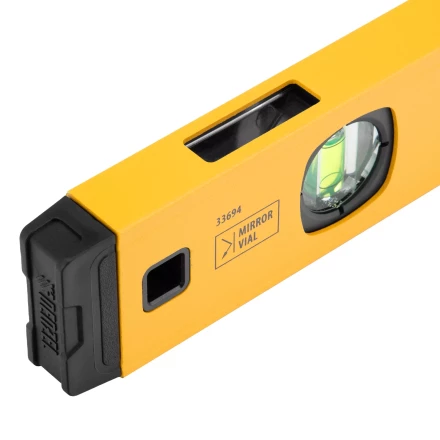 Уровень алюминиевый Denzel 33694, магнит, фрезерованный, 3 глазка (1 зеркал.), 0,5 мм/м, 1200 мм купить в Нижневартовске