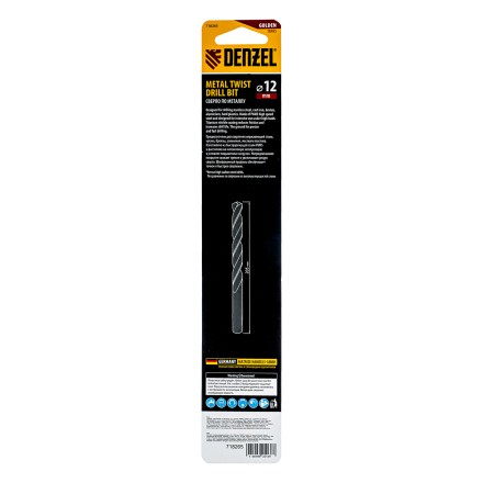 Сверло спиральное по металлу Denzel 12 x 205 мм, Р6М5, Golden Tip, удлиненное 718265 купить в Нижневартовске
