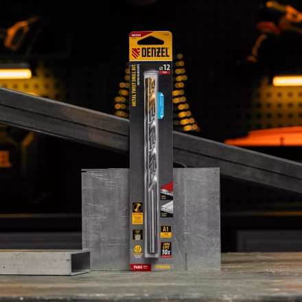 Сверло спиральное по металлу Denzel 12 x 205 мм, Р6М5, Golden Tip, удлиненное 718265 купить в Нижневартовске