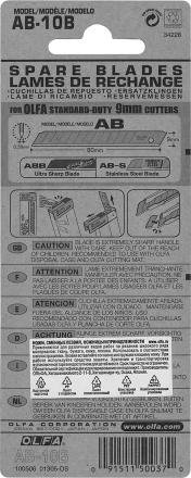 Лезвие OLFA сегментированное, 9х80х0,38мм, 10шт OL-AB-10B купить в Нижневартовске
