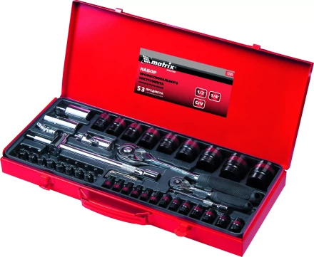 Набор слесарно-монтажный с квадратами 1/4 и 1/2 53 предмета MATRIX MASTER 13585 купить в Нижневартовске