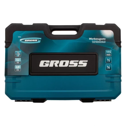 Набор инструментов 115 предметов, 120 зубьев, CrV, 1/4", 1/2" Gross 14152 купить в Нижневартовске