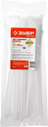 Кабельные стяжки разъемные белые КСР-Б1 нейлоновые промфасовка серия ПРОФЕССИОНАЛ купить в Нижневартовске