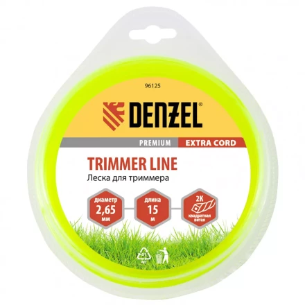Леска для триммера двухкомпонентная квадрат 2,65 мм 15 м Extra cord Denzel 96125 купить в Нижневартовске