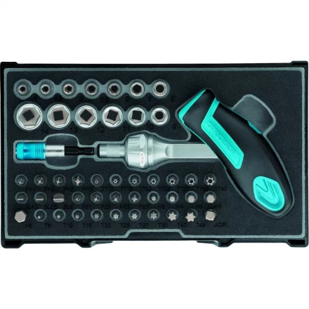 Отвертка реверсивная с двух-позиционной ручкой Т-образной с набором бит, 48 шт., S2 Gross 11613 купить в Нижневартовске