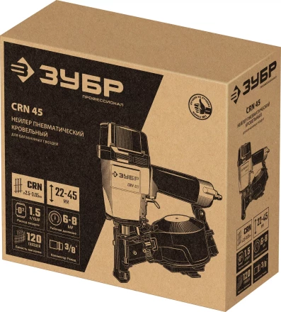 ЗУБР CRN-45, пневматический кровельный нейлер для барабанных гвоздей ЗУБР CRN (22-45 мм), Профессионал (31920) купить в Нижневартовске