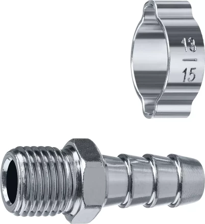 ЗУБР штуцер елочка, 10 мм - 1/4M, переходник с обжимным хомутом, Профессионал (64924-1/4-10) купить в Нижневартовске