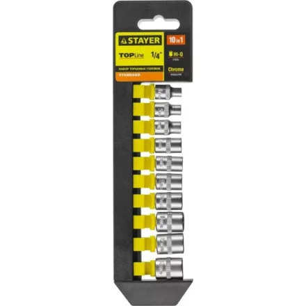 Набор STAYER "STANDARD": Торцовые головки (1/4") на пластиковом рельсе, 4-13мм, 10 предметов 27758-H10 купить в Нижневартовске