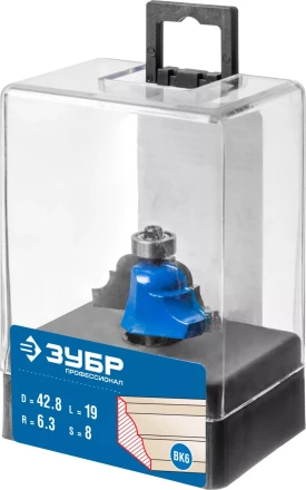 ЗУБР 42.8 x 19 мм, радиус 6.3 мм, фреза кромочная калевочная №4, Профессионал (28705-42.8) купить в Нижневартовске