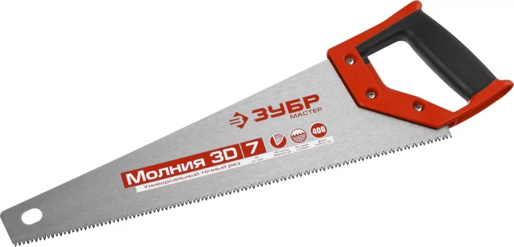 Ножовка универсальная (пила) ЗУБР МОЛНИЯ-3D 400 мм, 7TPI, 3D зуб, точный рез вдоль и поперек волокон, для средних заготовок из всех видов материалов 15077-40 купить в Нижневартовске