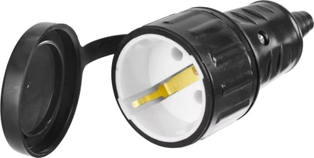 Розетка СИБИН электрическая ударопрочная, с заземлением, 16А/220В, IP44, черная 55186-B купить в Нижневартовске