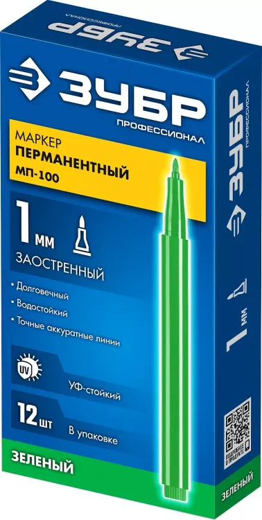 ЗУБР МП-100 зеленый, 1 мм перманентный маркер (06320-4) купить в Нижневартовске
