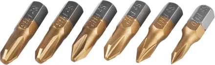 Набор JCB: Биты, хромомолибденовая сталь S2, титановое покрытие, 6 пред.: PH№ 0,1,2х2шт,3х2шт, 25мм JPL001 купить в Нижневартовске