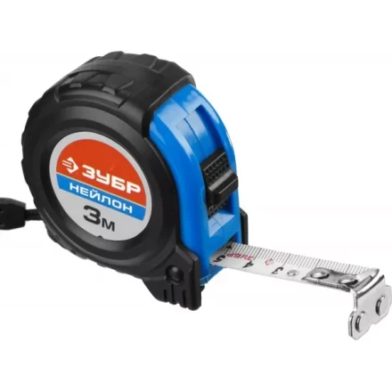 Рулетка ЗУБР "НЕЙЛОН", нейлоновое покрытие, упрочненное полотно, ударопрочный обрезиненный корпус, 3м/16мм 34056-03-16_z01 купить в Нижневартовске
