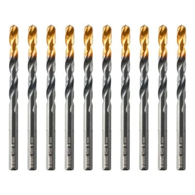 Сверло по металлу Denzel, 6 мм, HSS-Tin, Golden Tip, 10 шт. 717215